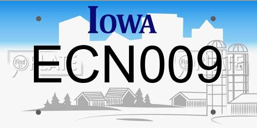 ECN009 Iowa License Plate