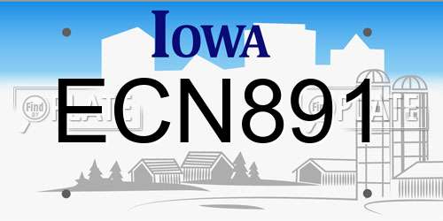 ECN891 Iowa License Plate