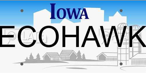 ECOHAWK Iowa License Plate