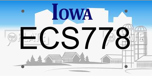 ECS778 Iowa License Plate
