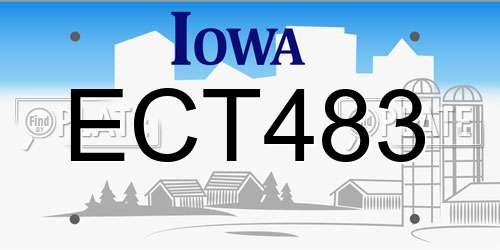 ECT483 Iowa License Plate