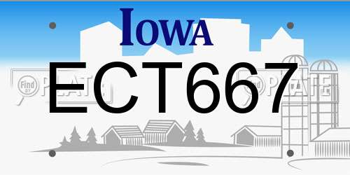 ECT667 Iowa License Plate
