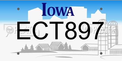 ECT897 Iowa License Plate