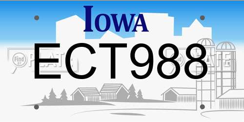 ECT988 Iowa License Plate