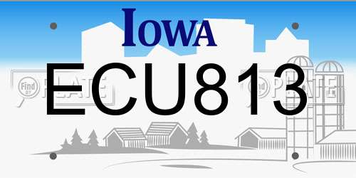 ECU813 Iowa License Plate