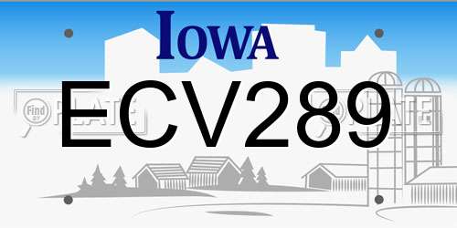 ECV289 Iowa License Plate