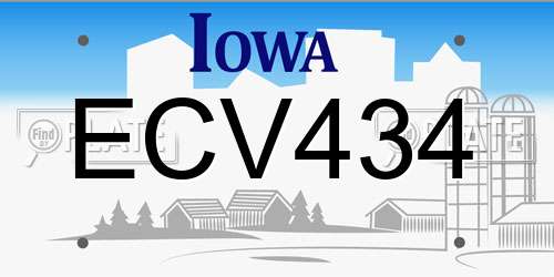 ECV434 Iowa License Plate