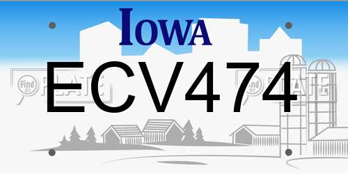 ECV474 Iowa License Plate