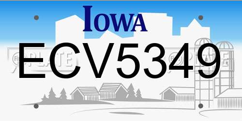 ECV5349 Iowa License Plate