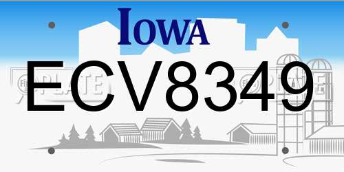 ECV8349 Iowa License Plate