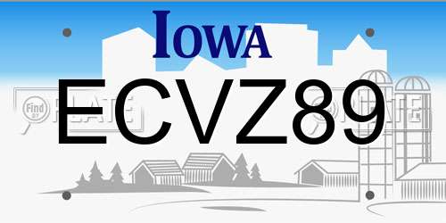 ECVZ89 Iowa License Plate