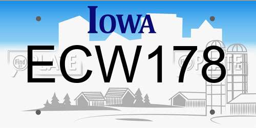 ECW178 Iowa License Plate