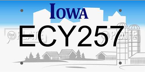 ECY257 Iowa License Plate