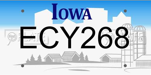 ECY268 Iowa License Plate