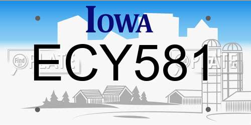 ECY581 Iowa License Plate