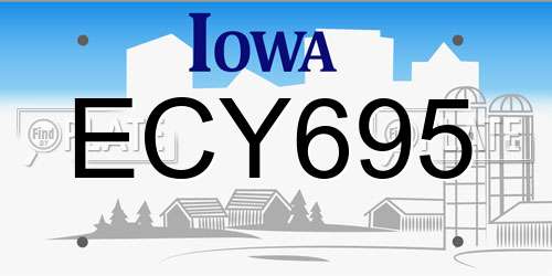 ECY695 Iowa License Plate