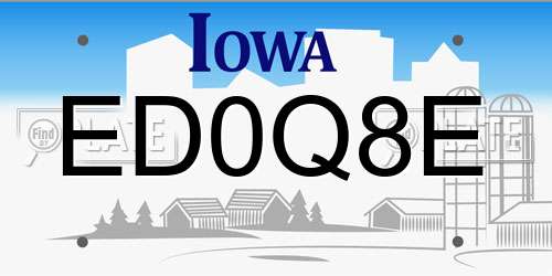 ED0Q8E Iowa License Plate