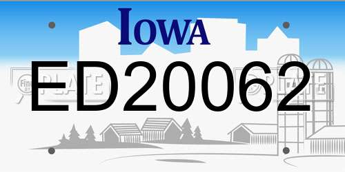 ED20062 Iowa License Plate