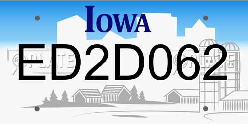 ED2D062 Iowa License Plate