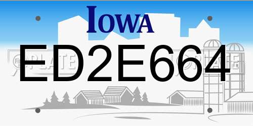 ED2E664 Iowa License Plate