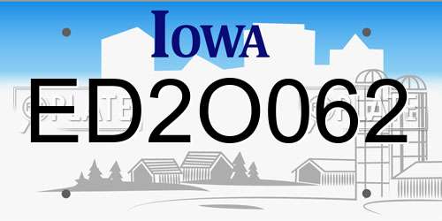 ED2O062 Iowa License Plate