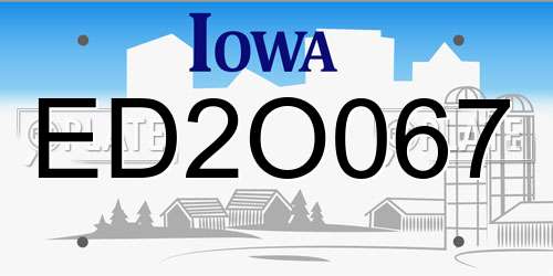 ED2O067 Iowa License Plate