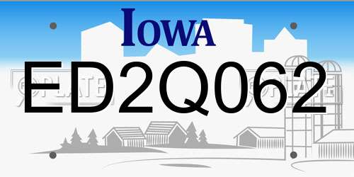 ED2Q062 Iowa License Plate
