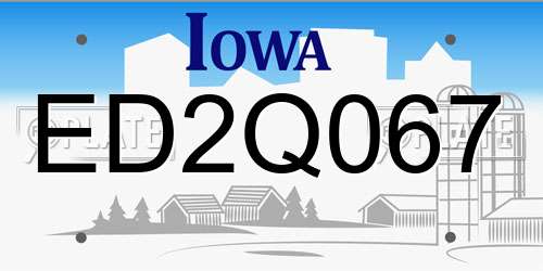 ED2Q067 Iowa License Plate