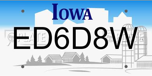ED6D8W Iowa License Plate