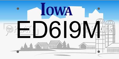 ED6I9M Iowa License Plate
