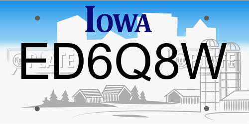 ED6Q8W Iowa License Plate