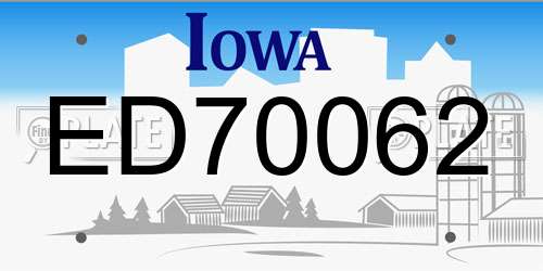 ED70062 Iowa License Plate