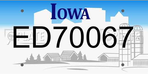 ED70067 Iowa License Plate