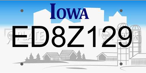 ED8Z129 Iowa License Plate