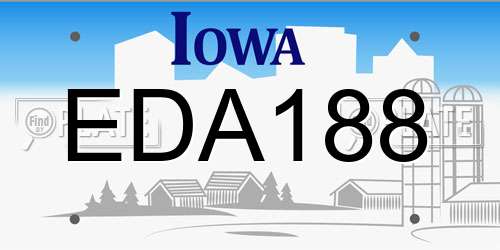 EDA188 Iowa License Plate
