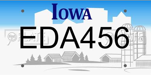 EDA456 Iowa License Plate