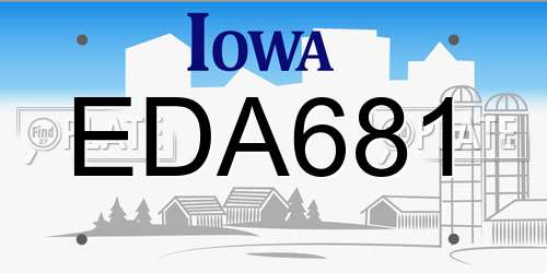 EDA681 Iowa License Plate