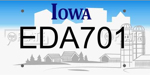 EDA701 Iowa License Plate