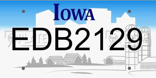 EDB2129 Iowa License Plate