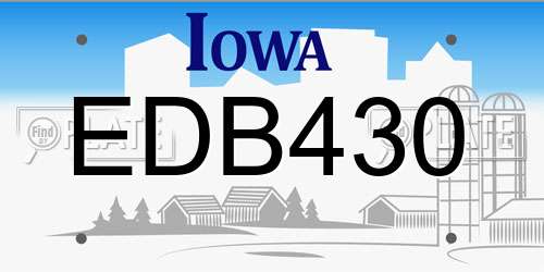 EDB430 Iowa License Plate