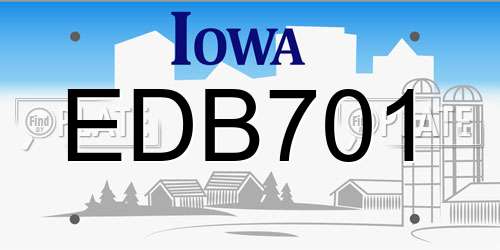 EDB701 Iowa License Plate