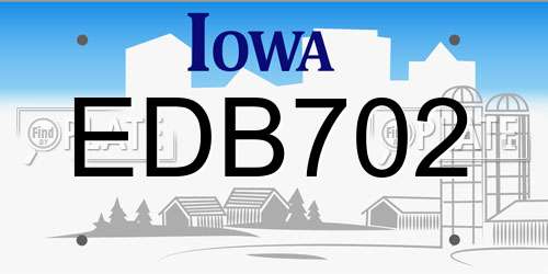 EDB702 Iowa License Plate