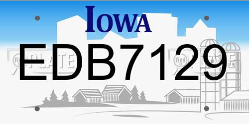 EDB7129 Iowa License Plate
