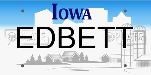EDBETT Iowa License Plate