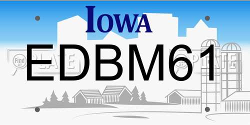 EDBM61 Iowa License Plate