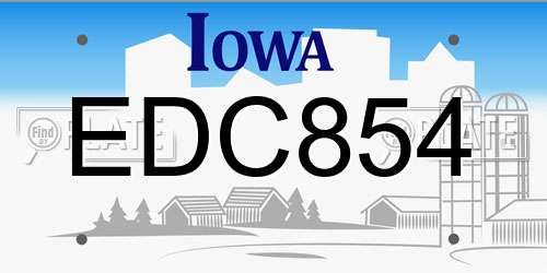 EDC854 Iowa License Plate