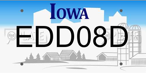 EDD08D Iowa License Plate