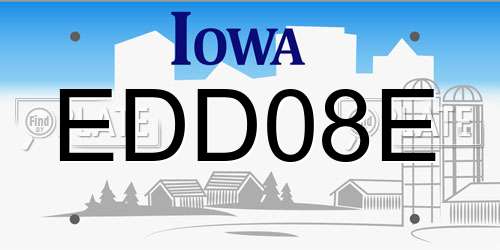 EDD08E Iowa License Plate