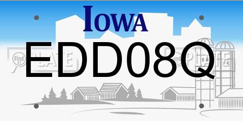 EDD08Q Iowa License Plate