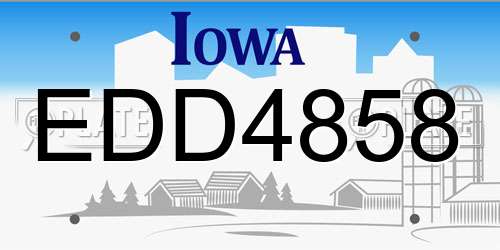 EDD4858 Iowa License Plate